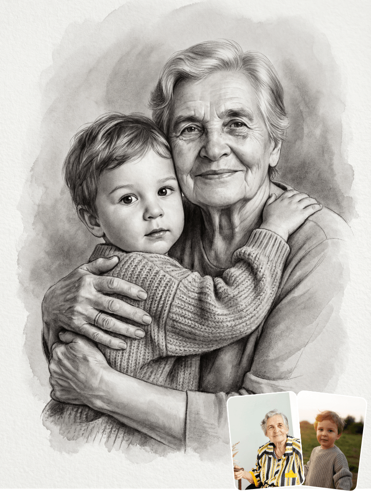 Combine Photos Pencil Family Portrait