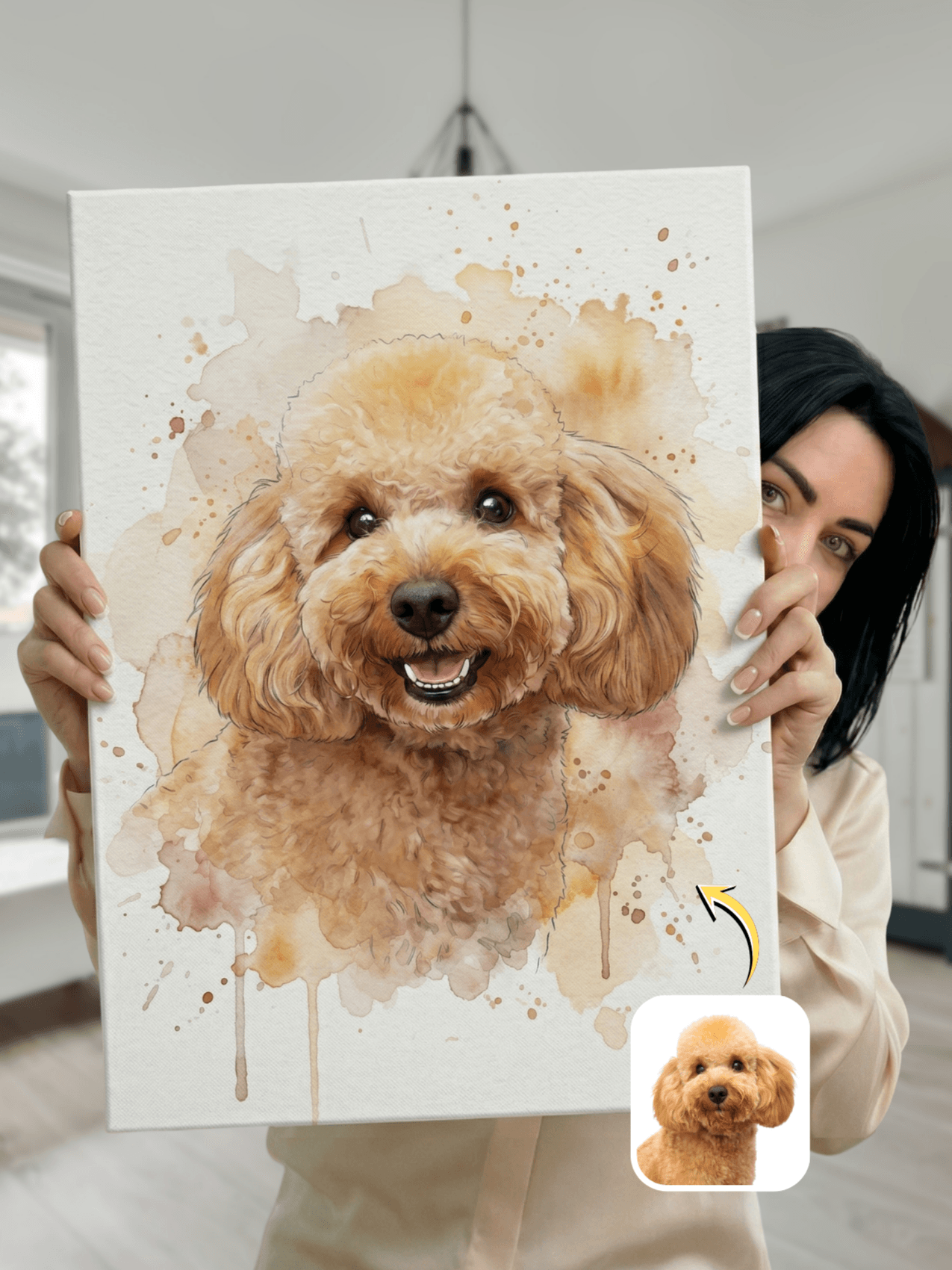 Custom watercolor pet portrait from photo