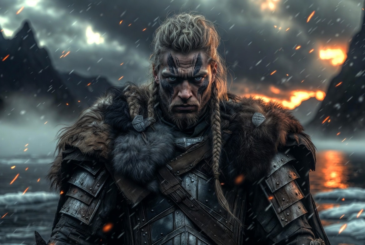 Cinematic bespoke Viking warrior illustration