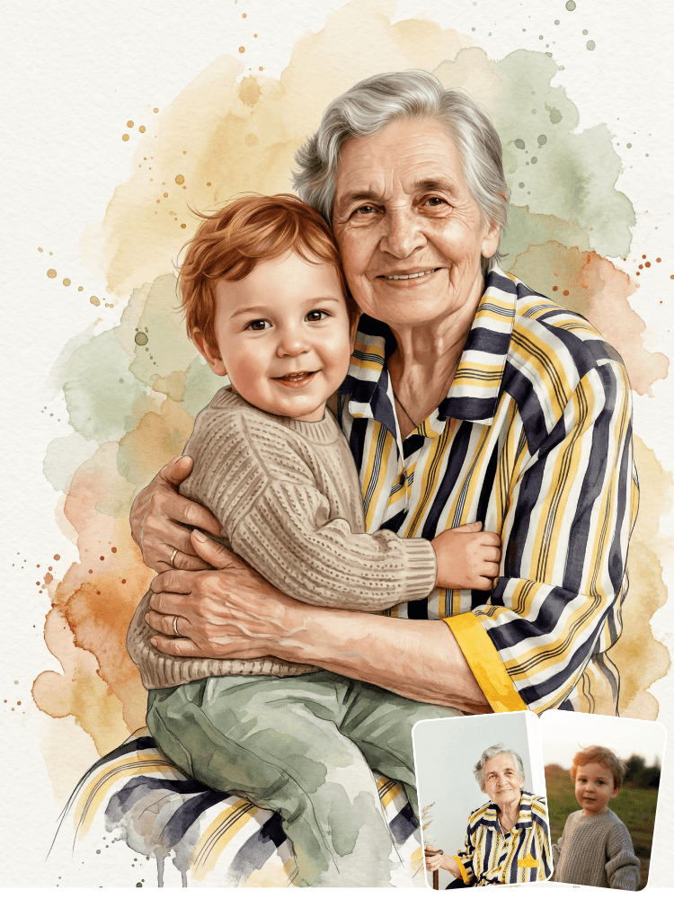 Combine Photos Watercolor Portrait