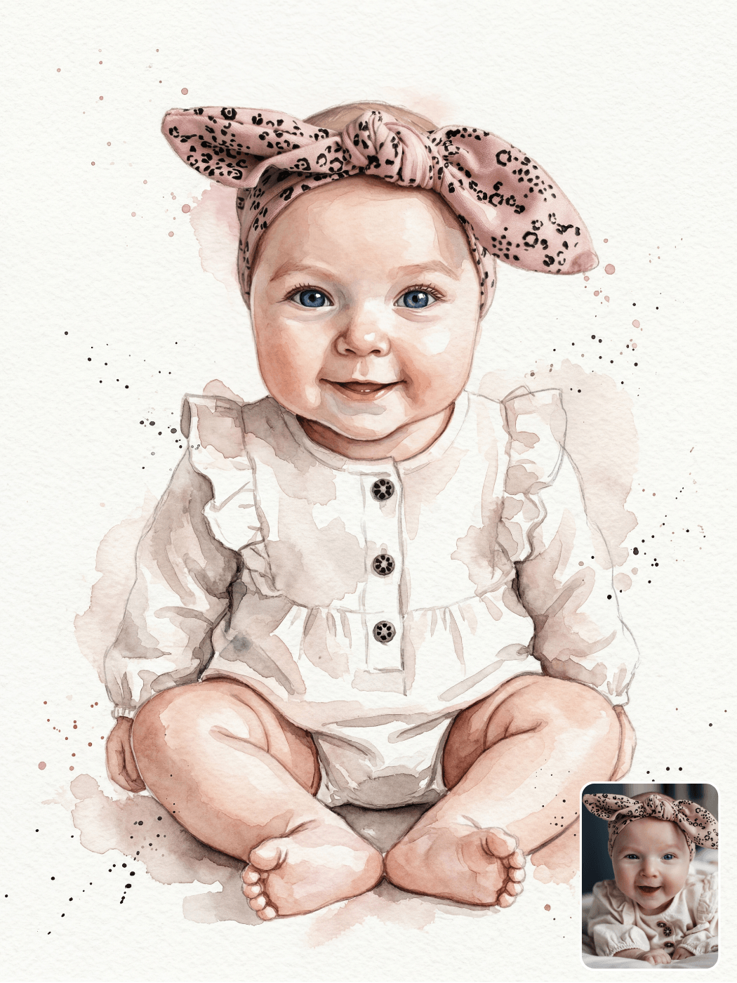 Watercolor Baby Portrait from Photo