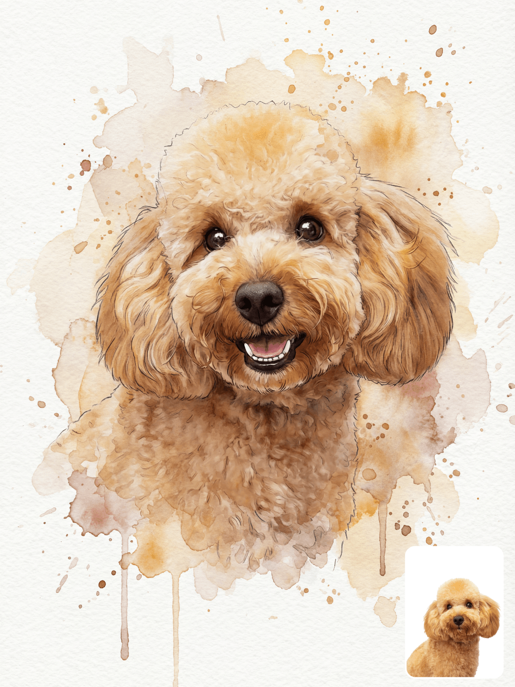 Custom Watercolor Splatter Pet Portrait